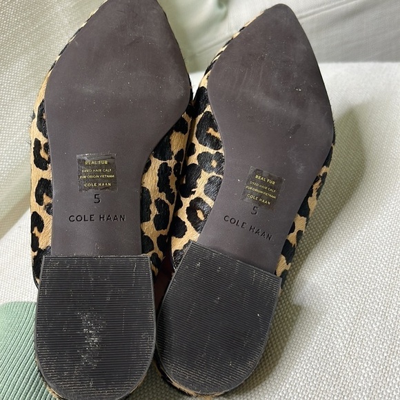 Cole Haan Piper Leopard Print Calf Hair Mules Size 5 - Picture 5 of 5